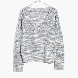 Madewell Blue & White Striped Knit Sweater; Size Small